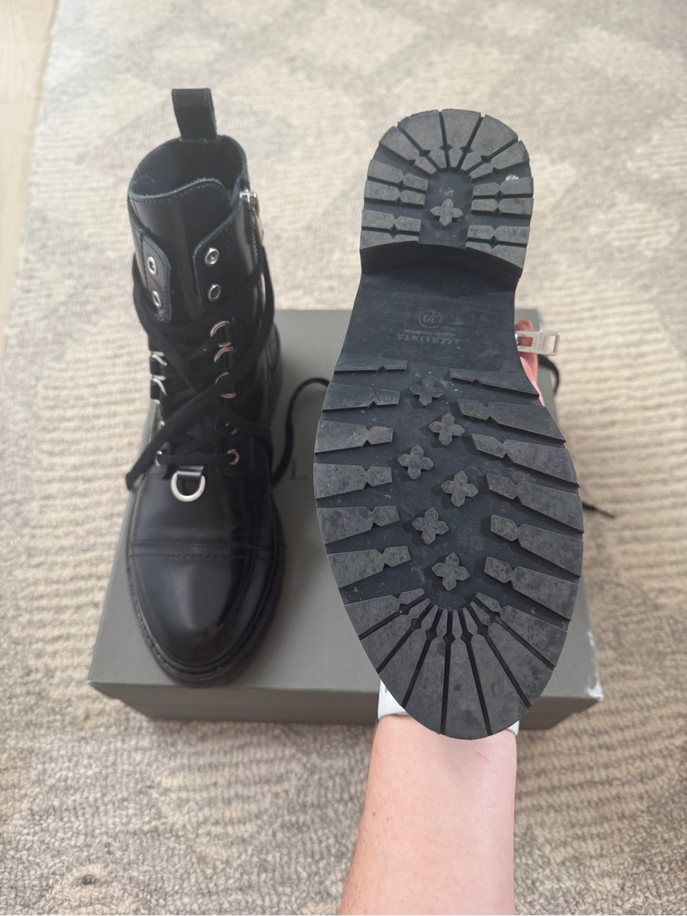All Saints Black Patent Leather Combat Boots - Picture 5 of 8